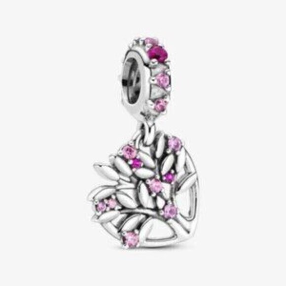 Pandora Pink Heart Family Tree Dangle Charm - Picture 1 of 5